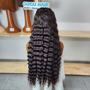 Cabello Vietnamita Real con 200% de Densidad para Peluca con Frente de Encaje, Cierre de Ondas Profundas, Cabello Virgen Largo, Color Marrón - Product Image 5