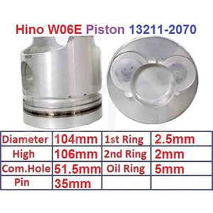 ชุดประกอบลูกสูบฮีโน่ W06E ขนาด 104 มม. 6400 ซีซี ใช้ได้กับฮีโน่ ดูโทร รีนเจอร์ OEM 13216-1510 13211-2070 - Product Image 1