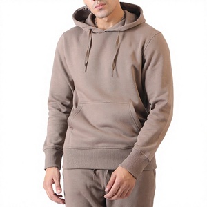 Ensemble de survêtement à capuche 100 % coton pour hommes, vente en gros, couleur unie, poids moyen, manches longues, pantalon à cordon de serrage, poche avant, décontracté, OEM - Product Image 1