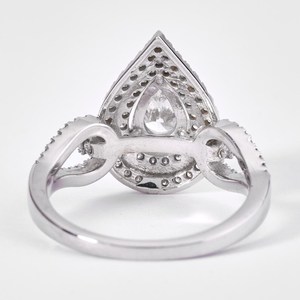 Moissanite 1CT Pear <b>Solitaire</b> Halo Classic <b>Ring</b> For Women's original 925 <b>Silver</b> For Wedding Surprise Gift For Lovers - Product Image 5