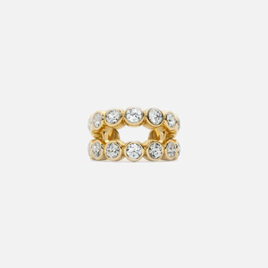 Two Row Diamond Ear Cuff Lab Grown Diamond 14K Gold VVS-VS Clarity Brilliant Cut Polished Finish No <b>Piercing</b> Minimalist <b>Earring</b> - Product Image 4