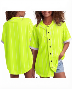 Maillot de baseball personnalisé vert néon pour femme, coupe courte, vente en gros, tenue d'équipe, respirant, 100 % polyester, maille haute performance - Product Image 1