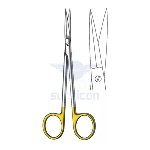 Ciseaux chirurgicaux Peck-Joseph 14 cm (5-1/2 pouces) à lame droite en carbure de tungstène doré TC, en acier inoxydable de précision - Product Image 1