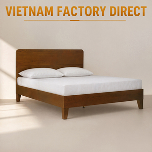 OEM Solid Oak Wood Queen Size <b>Bed</b> <b>Frame</b> with Minimalist Design for Bedroom Furniture Natural Color With Wooden Headboard - Product Image 1