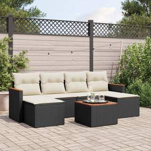 Conjunto de Sofás Modulares Grandes de Ratán PE Negro para Jardín, Muebles Modulares Elegantes para Exteriores - Product Image 1