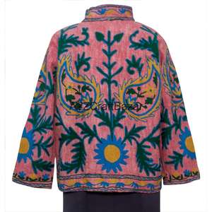 Chaqueta de Mujer Tejida a Mano con Bordado Suzani, 100% Algodón Puro, Floral, Transpirable, Suave, para Verano - Product Image 1