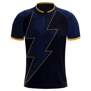 Maillot de football personnalisé OEM ODM bleu marine et jaune avec logo d'équipe, nom et numéro, col montant, uniforme, vente en gros, usine, 2026 Hommes - Product Image 2