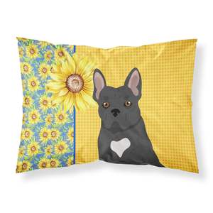 Verano girasoles negro Bulldog francés estándar ligero súper suave fácil cuidado ilustraciones decorativas funda de almohada fundas de cojines - Product Image 1