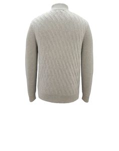 Suéter de Punto Geométrico Gris para Hombre, con Cierre de Cremallera 1/4, Manga Larga, para Otoño - Product Image 2