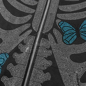 Sudadera con capucha de lujo con cremallera y pedrería de cristal, estilo hip hop moderno, extragrande y brillante - Product Image 3