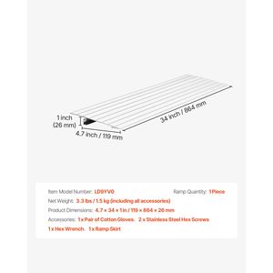 Rampe de seuil de porte en alliage d'aluminium de 1 pouce de hauteur, capacité de charge de 800 lb, rampes pour handicapés pour les marches de la maison - Product Image 4