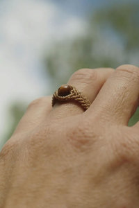 Anillo de Macramé con Ojo de Tigre, Piedra Preciosa Marrón, Cordón Ajustable, Joyería Bohemia Hecha a Mano, Joyería Curativa - Product Image 3