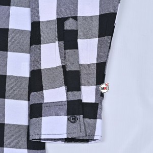 Camisa a Cuadros de Manga Larga para Hombre, Precio Económico al por Mayor, Corte Regular, Estilo Casual, Tejido con Patrón, Cuello Negro, Blanco y Gris - Product Image 6
