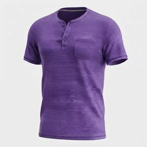 Camiseta Deportiva de Manga Corta para Hombre, de Verano, Color Sólido, Combinable, Corte Regular, Secado Rápido, 100% Algodón - Product Image 6