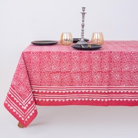 Nappe en coton 100% imprimée à la main style Dabu indien, rayée, sur mesure, pour la maison, l'hôtel, les banquets, Noël