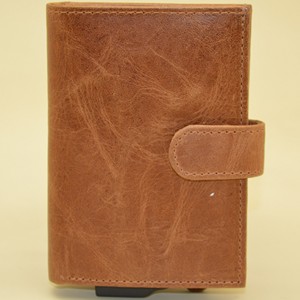 Cartera de Cuero Genuino Corta Unisex Estilo Vintage con Cierre de Hebilla, Duradera para Uso Diario, Color Marrón - Product Image 1