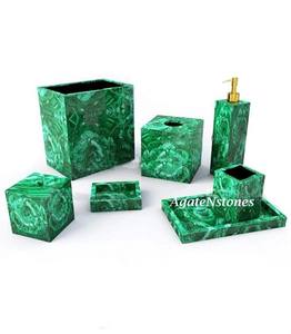 Ensemble de salle de bain de luxe en résine artisanale pour la décoration intérieure, distributeur de savon, gobelet et plateau de qualité supérieure avec finition brillante - Product Image 5