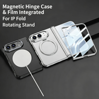 Étui de téléphone magnétique intégré pour iPhone Duo Fold 360 °   Support rotatif pour téléphone, coque pliable