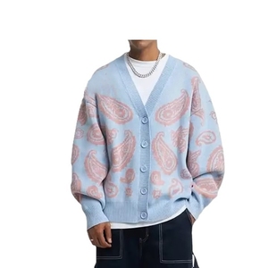 Cardigans pour hommes à col en V tricotés personnalisables avec boutons sur le devant, vêtements d'extérieur décontractés pour hommes de haute qualité, respirants, pour l'hiver - Product Image 1