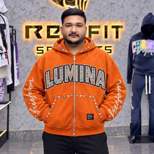 Custom unisex <b>Zip</b> <b>Up</b> <b>Hoodie</b> With Rhinestone <b>Graphic</b> Hood custom Detail Kangaroo Pocket Streetwear Sweatshirt Winter Wear - Product Image 1
