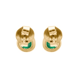 Pendientes de Oro Amarillo de 18k con Esmeralda Natural en Forma de Pera y Halo de Diamantes, Joyas Memoria, Venta al Por Mayor - Product Image 5