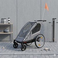 Remorque de vélo à cadre en aluminium TC-2024S, tissu résistant à l'eau 600D bicolore, pliage facile, convertible 3-en-1, suspension avant/arrière