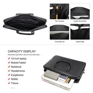 Porte-documents léger en cuir véritable noir pour hommes, sacoche pour ordinateur portable de 15 pouces, sacoche de travail, mallette de voyage, bureau - Product Image 5