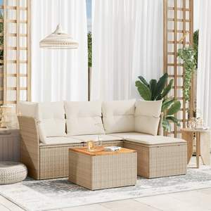 Conjunto de Sofás de Jardín en Beige y Blanco Crema para Patio, Muebles de Exterior Elegantes - Product Image 1