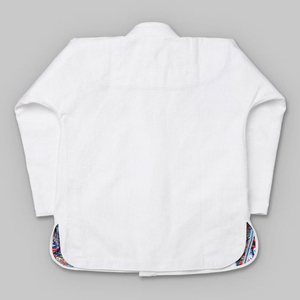 White BJJ Kimono With Colorful Japanese Art Print Inside Collar And Sleeve Ends Unisex Adult Martial Arts Wear JUI JITSU - Product Image 2