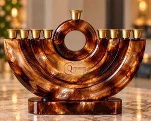 Luxury Modern Handmade Eco-Friendly Fruity Scent Menorah <b>Hanukkah</b> Candle Holder 9 Branch Jewish Judaica Home <b>Decor</b> Premium Resin - Product Image 4