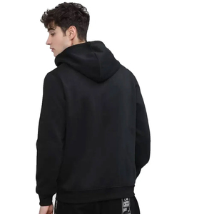 Sudadera con Capucha Negra para Hombre, Corte Regular, Color Sólido, Informal, de Punto, de Algodón, para Otoño - Product Image 3