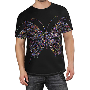 เสื้อยืดผู้ชายลายกราฟิกประดับเพชร แฟชั่นทันสมัย สวมใส่สบาย เหมาะสำหรับสตรีทแวร์ งานแฟชั่น และใส่ในชีวิตประจำวัน - Product Image 1