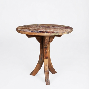 Durable Handcrafted Solid <b>Wood</b> Round <b>Dining</b> <b>Table</b> Antique Design Eco-Friendly <b>Rustic</b> Vintage - Product Image 2