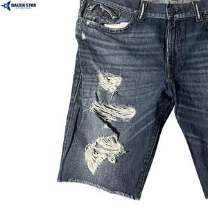 DAIZEN STAR <b>Men's</b> Summer Casual Light Wash <b>Denim</b> <b>Cargo</b> Mid Waist Embroidered Breathable Eco-Friendly Quick Dry Zippers Button - Product Image 5