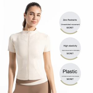 Chaqueta Deportiva con Cremallera para Mujer, Cortavientos, de Secado Rápido, Transpirable, para Gimnasio, Yoga, Top de Yoga Suave al Tacto - Product Image 1