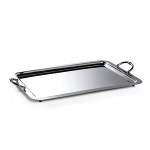 Plateau de service rectangulaire de luxe en acier inoxydable avec poignées, plat décoratif moderne argenté pour hôtel, restaurant, décoration de mariage - Product Image 6