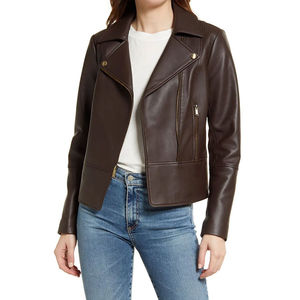 Promoción Precio al por Mayor Chaqueta de Cuero Genuino para Mujer |   Chaqueta de Cuero Genuino para Mujer, Abrigo de Invierno Cálido y a la Moda - Product Image 2