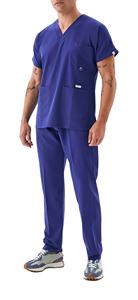 Ensemble d'uniformes médicaux OEM ODM pour hommes, col en V, manches courtes, infirmière, médecin, clinique, vêtements de travail avec plusieurs poches - Product Image 4