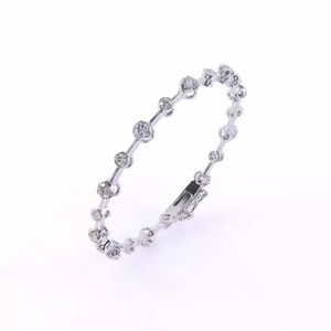 Customized Round Shape Moissanite Diamond <b>Bracelet</b> Bezel Setting 18K Yellow/ White/ Rose Gold Diamond <b>Bracelet</b> for Women - Product Image 2
