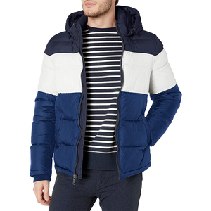 Latest Design Bubble <b>Jackets</b> Winter Wear Fashion <b>Lightweight</b> Warm Hooded Color Block Puffer <b>Jacket</b> for <b>Men</b> - Product Image 1