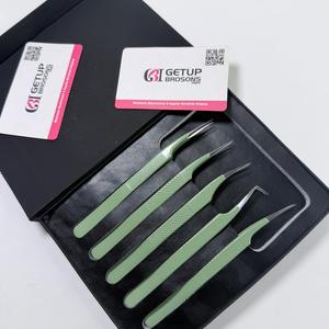 Juego de Pinzas para Pestañas GETUP BROSONS IMPEX de Acero Inoxidable de Precisión, Nuevas, con Punta Lisa de 10 mm, Antiestáticas, para Aislamiento/Curvas/90°/Boot - Product Image 3