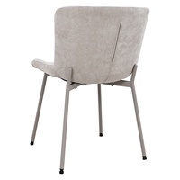 Chaise de salle à manger moderne LUOOMA Mirea en tissu, dossier beige rembourré, durable, avec pieds en métal gris soyeux, garantie 1 an