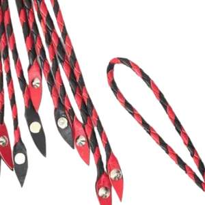 Real Cowhide Leather <b>Flogger</b> with Decorative Braided Handle and Wrist Strap - Product Image 6