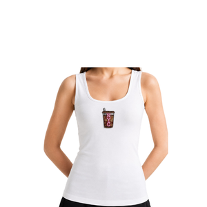 Women's White Tank <b>Top</b> with Beaded Pink Glitter Empire State Building Scoop Neck Casual Cotton Knitted Breathable Front Logo <b>Top</b> - Product Image 5