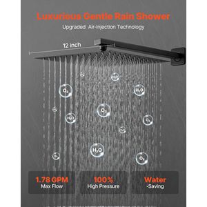 Wall <b>Mounted</b> 12 Inch Square Rainfall Bathroom Shower System Handheld <b>Spray</b> with Rain Shower Head Rainroom Accessory Faucet Set - Product Image 2