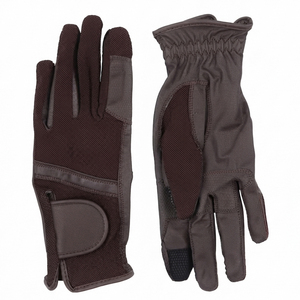 Professional Anti-Slip Leather <b>Gloves</b> for Winter Outdoor Comfortable <b>Silver</b> Trim Cuff Horseback Riding <b>Gloves</b> - Product Image 1