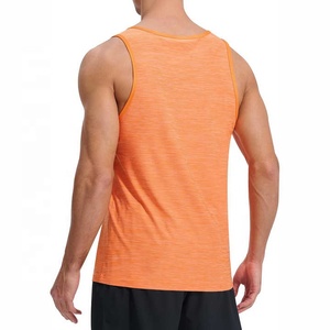 Débardeur tricoté à séchage rapide pour homme, col rond, style sportif uni, couleur orange - Product Image 2