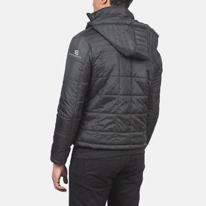 Men's Casual White Hooded Down <b>Coat</b> Regular Fit Breathable Nylon Outerwear with <b>Zipper</b> Closure 2026 - Product Image 4