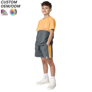 Ensemble de vêtements décontractés pour garçons, tenue d'été, 100% coton, t-shirt à imprimé animal, short, support OEM ODM pour la vente en gros - Product Image 1