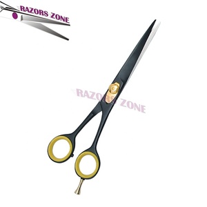 Ciseaux professionnels en acier inoxydable poignée en céramique noire Salon de coiffure coupe de cheveux lame droite anneau amovible outil de beauté - Product Image 2